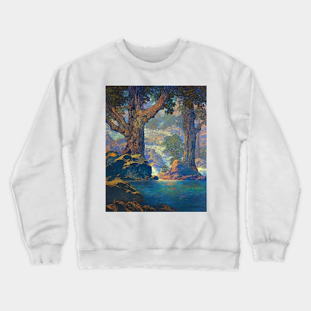 Maxfield Parrish Cascades Quiet Solitude Art Print 1959 American Painter Neo-Classical Crewneck Sweatshirt by ZiggyPrint